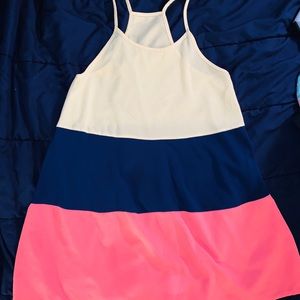 Yellow, Peach, Navy Sundress